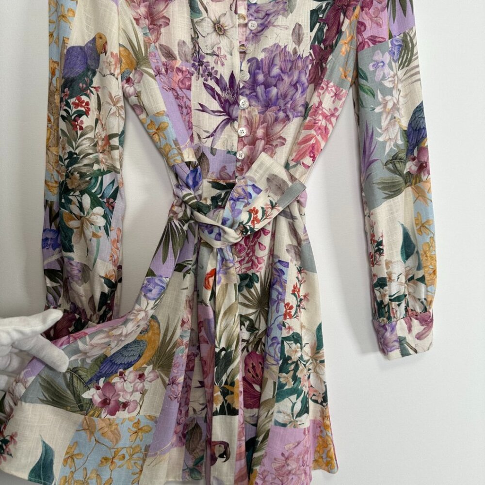 ZARA BLOGGER'S FAVE DRESS Multi-Color Viscose Linen Floral +, Med New w/out Tags - Picture 15 of 15